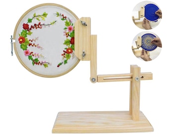 Wooden Embroidery Lap Adjustable Hoop & Frame Holder Stand-1 Set (3 Pieces)