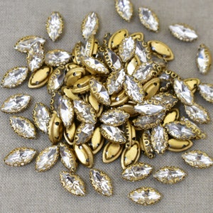 25 Pieces,Clear Color Sew on Glass Crystal Stone/Rhinestones Crystal beads/Sew On Rhinestone With Claw-Catcher Made of Brass