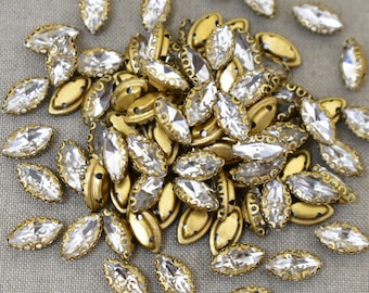 25 Pieces,Clear Color Sew on Glass Crystal Stone/Rhinestones Crystal beads/Sew On Rhinestone With Claw-Catcher Made of Brass