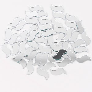 S Shape Shisha Mirrors for Lippan Art, Crafts, Embroidery, DIY, Jewelry Making, Scrapbooking, and Home Decor (100 Pack, 6*18 mm)