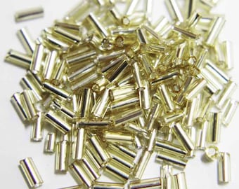 100 Grams, 1*4MM Light Gold  Colour Bugle Beads/Nalki- EMB513