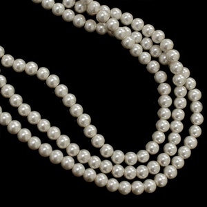 Glass Round Pearl Beads Loose Glass Beads Jewelry Findings Pearls in Ivory Color 8MM -2 String(Totoal-200 Pearls)-per String: 100 Pearls