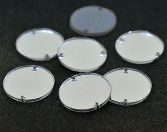 Sew On Acrylic Mirrors in Round shape,laser cut acrylic mirror charms,Acrylic Blanks,Acrylic Mirror Beads,2hole Acrylic Disc-25 Pieces