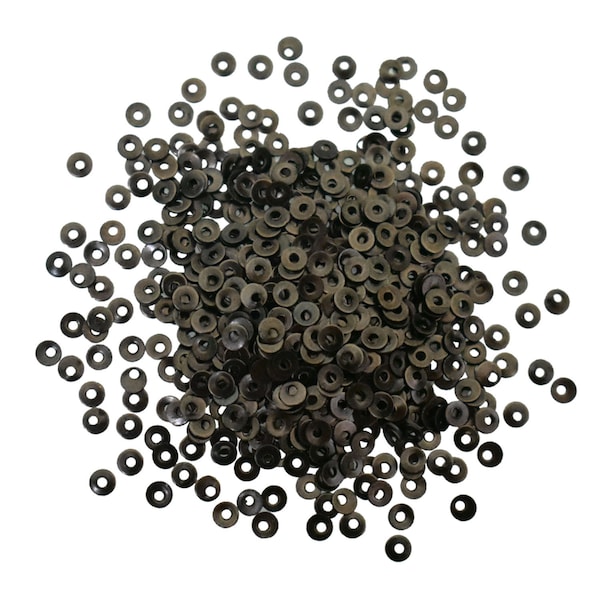 Metal Sequins Brass metal beads Round Shape Centre-Hole in Gunmetal Color Sequins Spangles Paillettes -3MM (100 Grams)