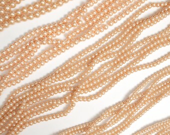 Round Glass Pearl Beads for Jewellery Making, Bracelet Making, Beads for Craft, Embroidery Work, DIY Beads (Apricot Color)