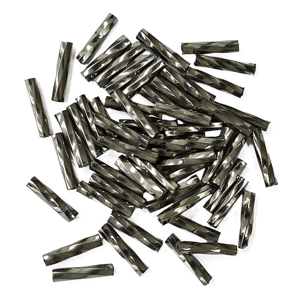 Twisted Glass Tube Bugle Beads,Fringe bugle beads,Long cylindrical Tube Bugle Bead for Jewelry making in Grey-Length12MM(Diameter3MM)100Gram