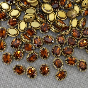 25 Pieces,Honey Color Sew on Glass Crystal Stone/Rhinestones Crystal beads/Sew On Rhinestone With Claw-Catcher Made of Brass