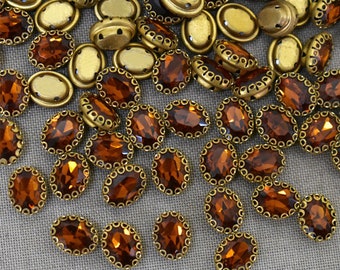 25 Pieces,Honey Color Sew on Glass Crystal Stone/Rhinestones Crystal beads/Sew On Rhinestone With Claw-Catcher Made of Brass