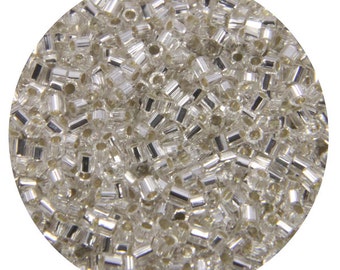 Cuentas sueltas de vidrio Miyuki hexagonales de 2 cortes 15/0, espaciadoras japonesas para hacer joyas y abalorios en color plateado.