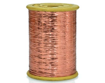 1 Roll,  Flat Metallic Badla Thread in Copper Colour -10,000 meter of thread-EMBMT5528