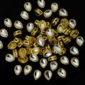 50 Pieces , Silver Color Teardrop Shape Kundan in Raised Flat Back Mount/Kundan Beads for decoration/embellishment of sarees, lehenga
