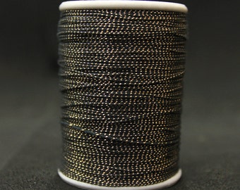 Zari Metallic Badla Thread For Embroidery Work Neem Zari Black/Champagne Colour Thread 3 Roll (125Mtr/Spool) 1mm