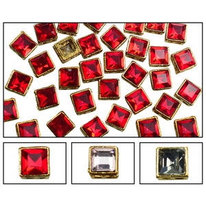 Flat back Kundan Rhinestones in Raised Setting Square Shape For Jewelry Making & Embellishment-7MM