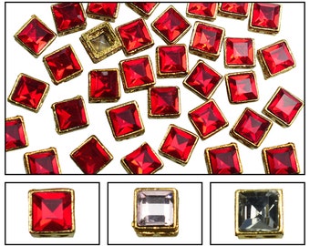 Platte achterkant Kundan-steentjes in verhoogde vierkante vorm voor het maken van sieraden en verfraaiing-7MM