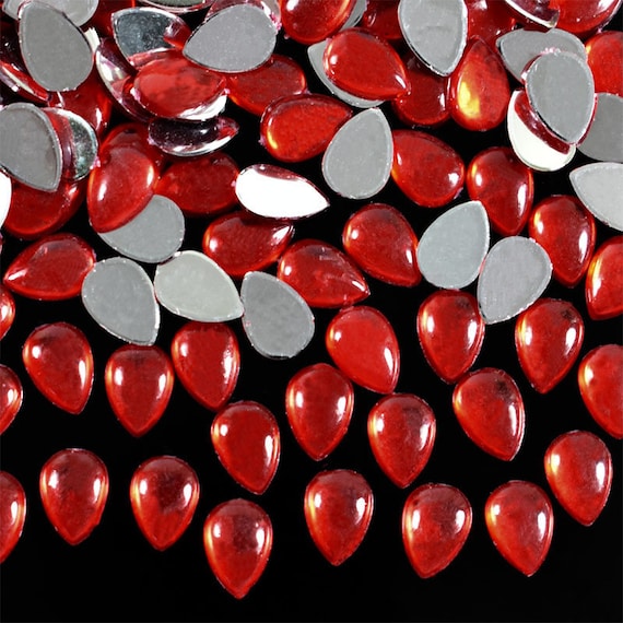 100 Perle A Goccia In Plastica Con Retro Piatto - 13 X 18 Mm, Trasparenti E Colorate, Per Decorazioni, Scrapbooking, Bijoux E Artigianato