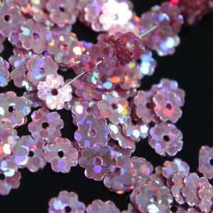 100 Grams, 5MM Flower Shape Centre Hole Pink Color Sequins-EMB4310