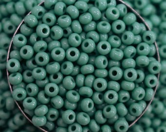 Preciosa Seed Beads 8/0 Czech Glass Rocaille Round Spacer Beads for jewelry making and Beading DIY in Cyan Color -100 Gram-3MM