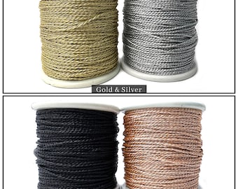 Metallic Zari Thread/Dori Combo of 2 Rolls for Aari work, Tassels, Jewlery, Bracelet, Crochet & Hand Embroidery (2MM Width, 73Mtr/Roll)