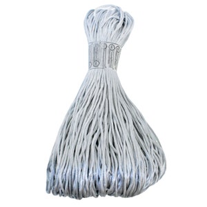 May include: A bundle of light gray mop head replacement. The mop head is made of numerous strands of absorbent material, tightly bound at the top with a paper label. The label has text and circular graphics. The mop head is designed for cleaning floors.