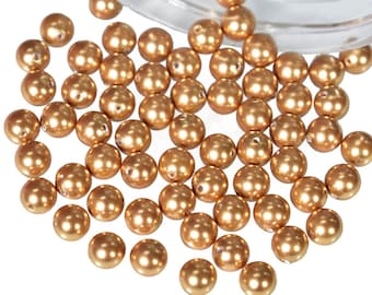 Premimum Quality Crystal Glass Pearls in Gold Color For Wedding Jewellery