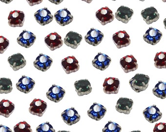 Sew on Crystals Rhinestones Glass Crystals Chaton Montees sewing flat back Buttons for Jewelry Making Embellishment with Brass catcher-144PC