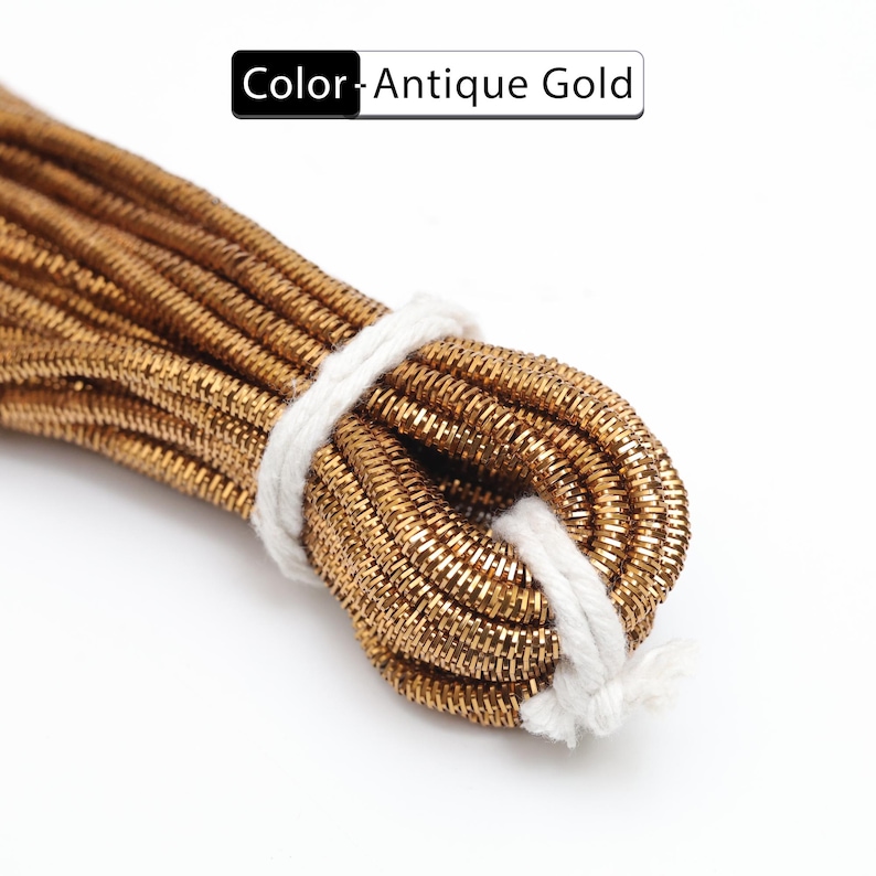 3MM, French Wire/ Metallic Rough Wire/ Bullion Wire in Antique Gold Colour (100 Grams/Packet) image 3