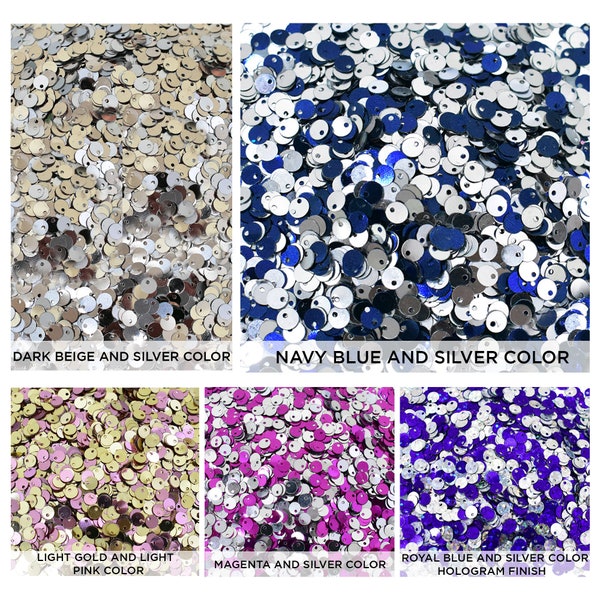 Sequins Round Reversible Two Tone Flip Loose Paillettes Spangle Top Hole Craft Flat Double Sided Embellishments Sequins -100 Grams(5MM)