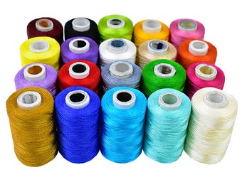 Kunstseidengarn, Stickgarn, indisches Seidengarn, Viskose-Rayon-Seidengarn – Kombipackung mit 20 Farben – 984 Yards/Rolle