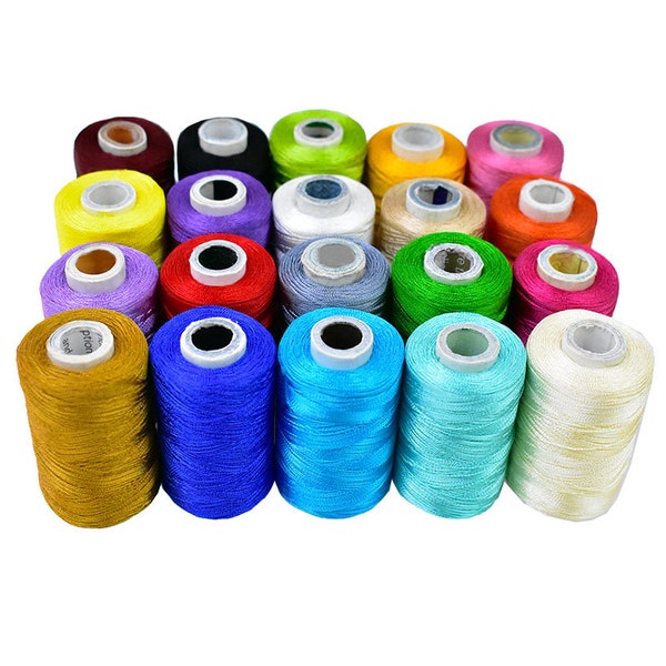 Fil de soie artistique Fil de soie pour broderie artistique, fil à broder, fil de soie indien, fil de soie viscose rayonne - Lot de 20 couleurs