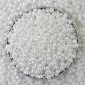 Seed Beads,11/0 Round Seed Beads,Glass Seed Beads,spacer glass seed Beads,Opaque Lustre Finish Seed beads in White  -100 Grams