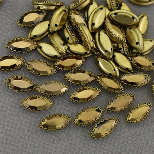 25 Pieces, Metallic Gold Color  Sew on Glass Crystal Stone/Rhinestones Crystal beads/Sew On Rhinestone With Claw-Catcher Made of Brass