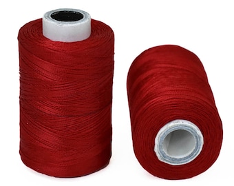 Fil de soie d'art de couleur rouge, fil de soie à broder d'art, fil à broder, fil de soie indien, fil de soie viscose rayonne-2Roll-984Yard/Roll