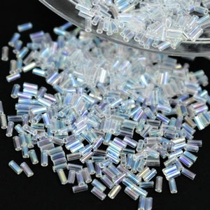 MGB 3MM Transparent Color Bugle Beads glass tube spacer beads (3600 Beads,) 25 Grmas