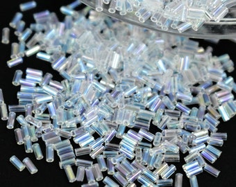 MGB 3MM Transparent Color Bugle Beads glass tube spacer beads (3600 Beads,) 25 Grmas