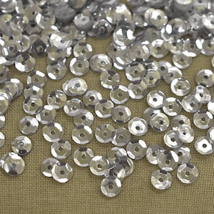 4MM, French Cut Sequins in Greyish Silver Color-100 grams- EMBSQ06046