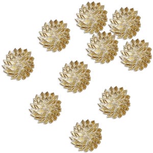 Gota Flower in Light Gold Color/Gota Floral Appliques/Layered Gota Flowers/Gota Ribbon Flowers/Handmade Gota Ribbon Flower-6.5CM ,10 Pieces