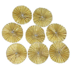 Gota Flower Ethnic Appliques Patches For Dresses, Headpieces, Decoration & Accessories 4Cm(Gold Color,100 Pieces)