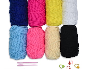 Beginner's Crochet Kit with Wool Yarn, Crochet Hooks, Plastic Needles, Stitch Markers, DIY Set for Adults & Kids