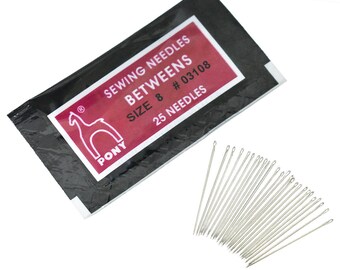 Pony Quilting Needles Hand Sewing Needles Betweens  Size 8 -1 Packet (25 Needles)