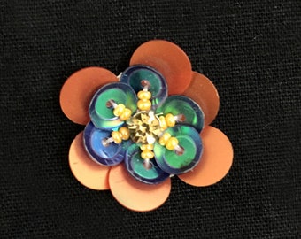 Parches de lentejuelas indias / Parche de apliques de flores de lentejuelas / apliques hechos a mano / Apliques indios decorativos / Flor de lentejuelas con cuentas a mano - 10 piezas