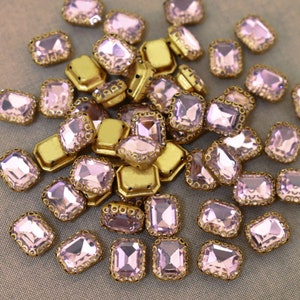 15 Pieces,Light Pink Color Sew on Glass Crystal Stone/Rhinestones Crystal beads/Sew On Rhinestone With Claw-Catcher Made of Brass