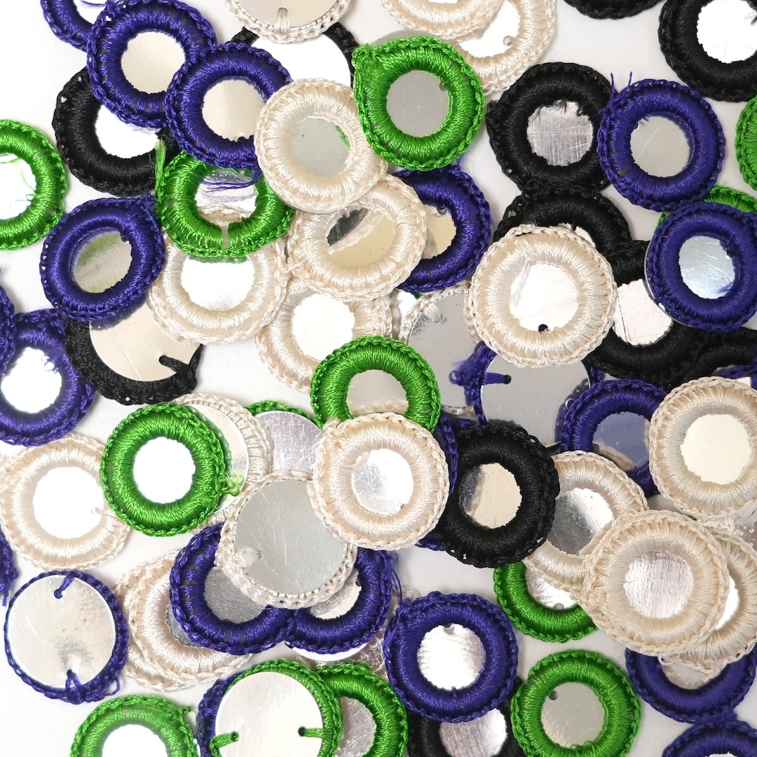 Crochet Thread Rings 4 Colour, 100 Pieces- Crochet Thread Rings Combo Pack -25 Pieces of ...
