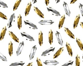 Sew On Crystal Claw Flat Back Rhinestones Marquise Shape loose Embellishment Silver Setting Button Glass Beads DIY Dress Stones-48Pieces
