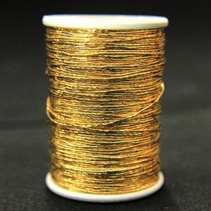 3 Roll Zari Metallic Japan Badla Thread Cord for Hand Embroidery in Gold Colour 1MM 125Mtr/Spool image 1