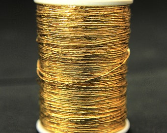 3 Roll Zari Metallic Japan Badla Thread Cord for Hand Embroidery in Gold Colour 1MM (125Mtr/Spool)