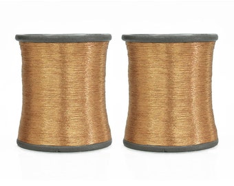 Zari Thread Metallic floss Yarn Hand Machine Embroidery Artwork Sewing Metallic Thread in Copper Bronze Color (0.1MM )