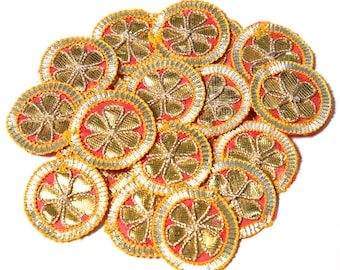 Embroiderymaterial 3.2 CM Gota Patti Flowers Appliques Patches for Embroidery Decoration and Craft Making (20 Pieces)