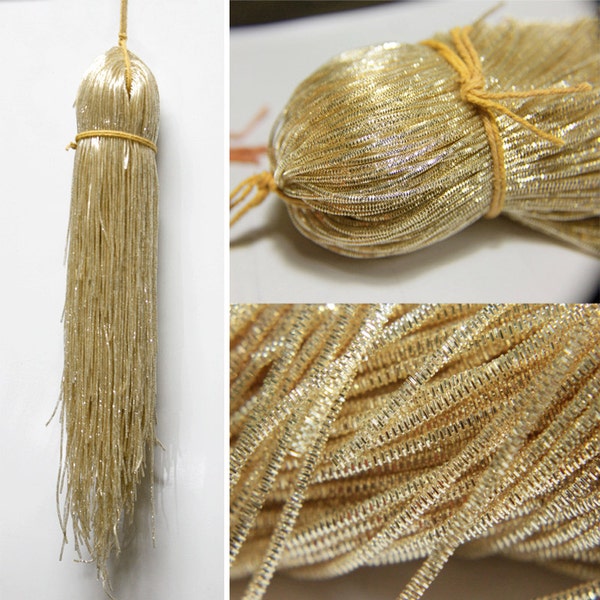 55 Yards /Packet, 1MM French Wire/ Metallic Wire/ Rough Wire /Bullion wire /Nakshi in Light Gold Colour-(100Gram)