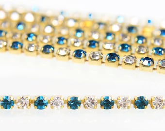 Rhinestone chain Trim Crystal Cup Chain Two Colour Crystal Cup Chain Crystal Cup Banding Chain for jewelry making (12SS) 5 Meters