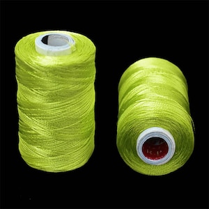 Art Silk Thread in LimeGreen Color,Art Embroidery silkyarn,Embroidery Thread,indian silk thread,Viscose Rayon Silk thread-2Roll-984Yard/Roll